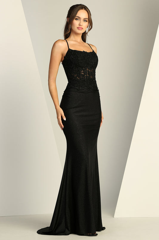 FITTED SPARKLE & LACE DRESS