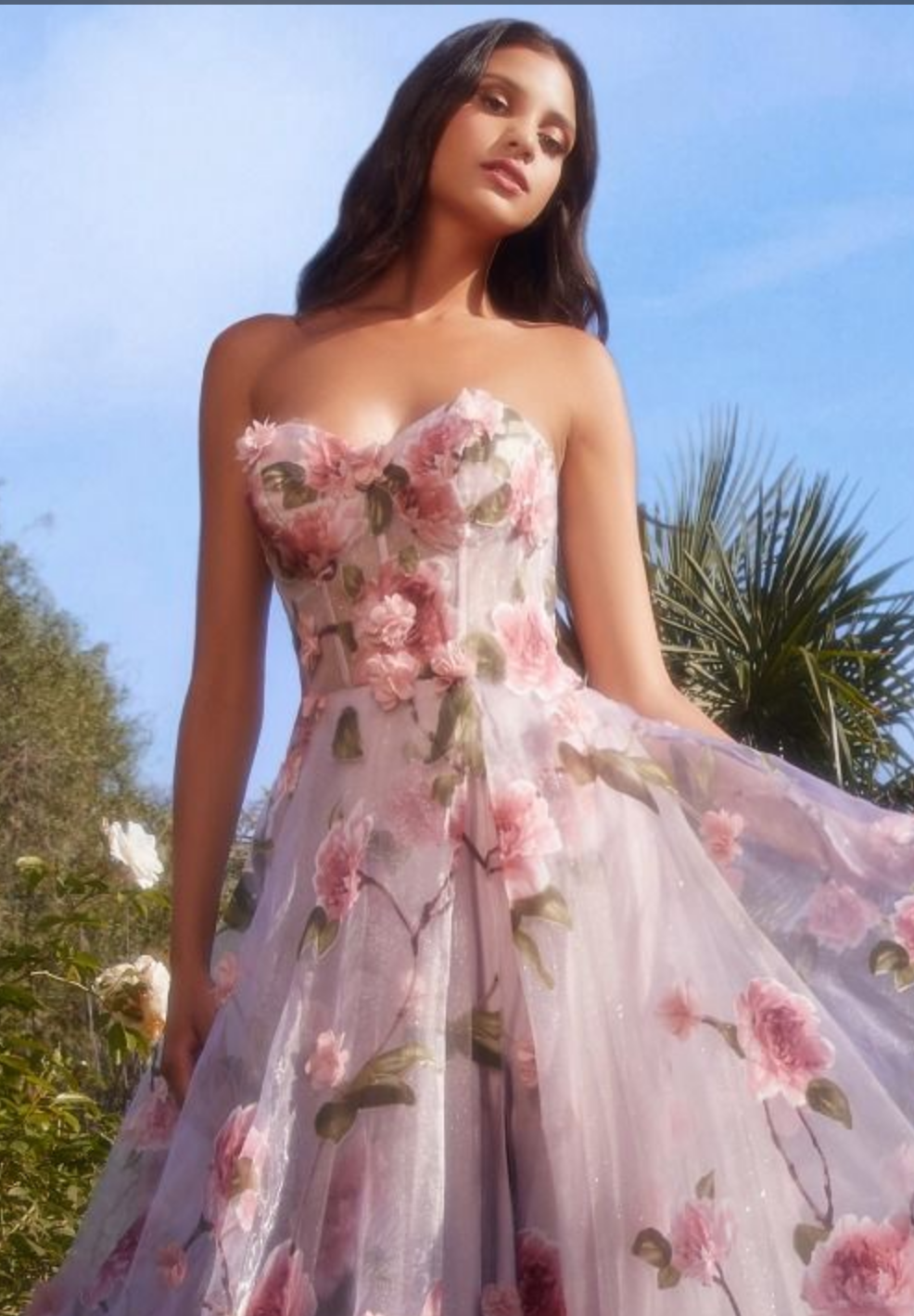PORTRAIT OF A ROSE PRINTED ORGANZA GOWN
