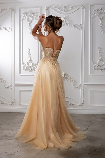 Strapless sweetheart neckline, embellished  & glimmering