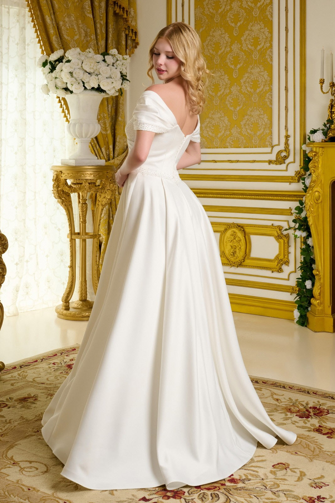 Beads Satin Wedding Gown