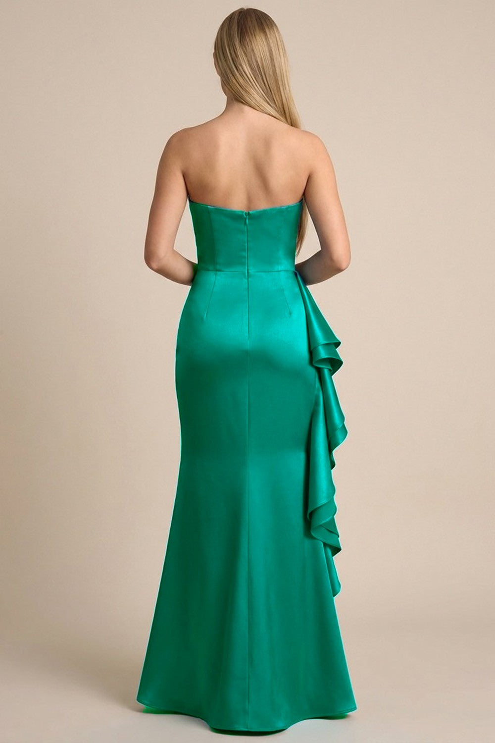 Front Cascade Ruffle And Slit Maxi Dress