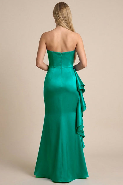 Front Cascade Ruffle And Slit Maxi Dress