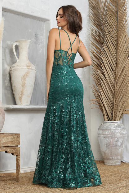 SEQUIN PRINTED FITTED GOWN