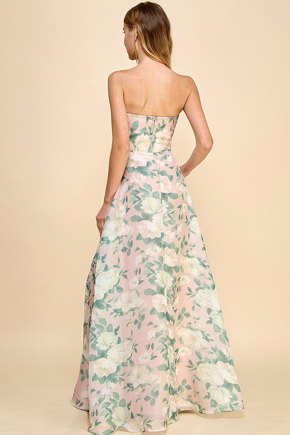 Floral Organza Slit Maxi Dress