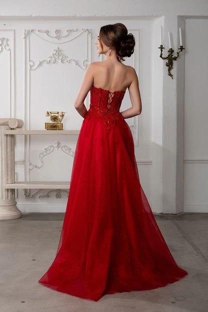 Strapless sweetheart neckline, embellished  & glimmering