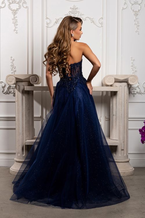 Strapless sweetheart neckline, embellished  & glimmering