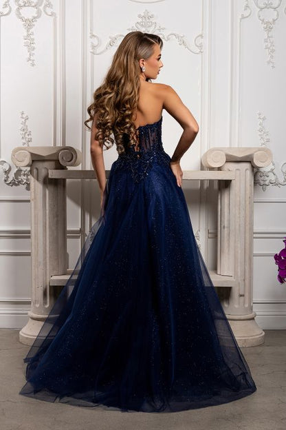 Strapless sweetheart neckline, embellished  & glimmering