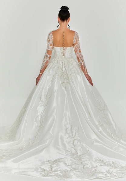 Long Sleeve Maxi Polyester Regular Wedding Dress