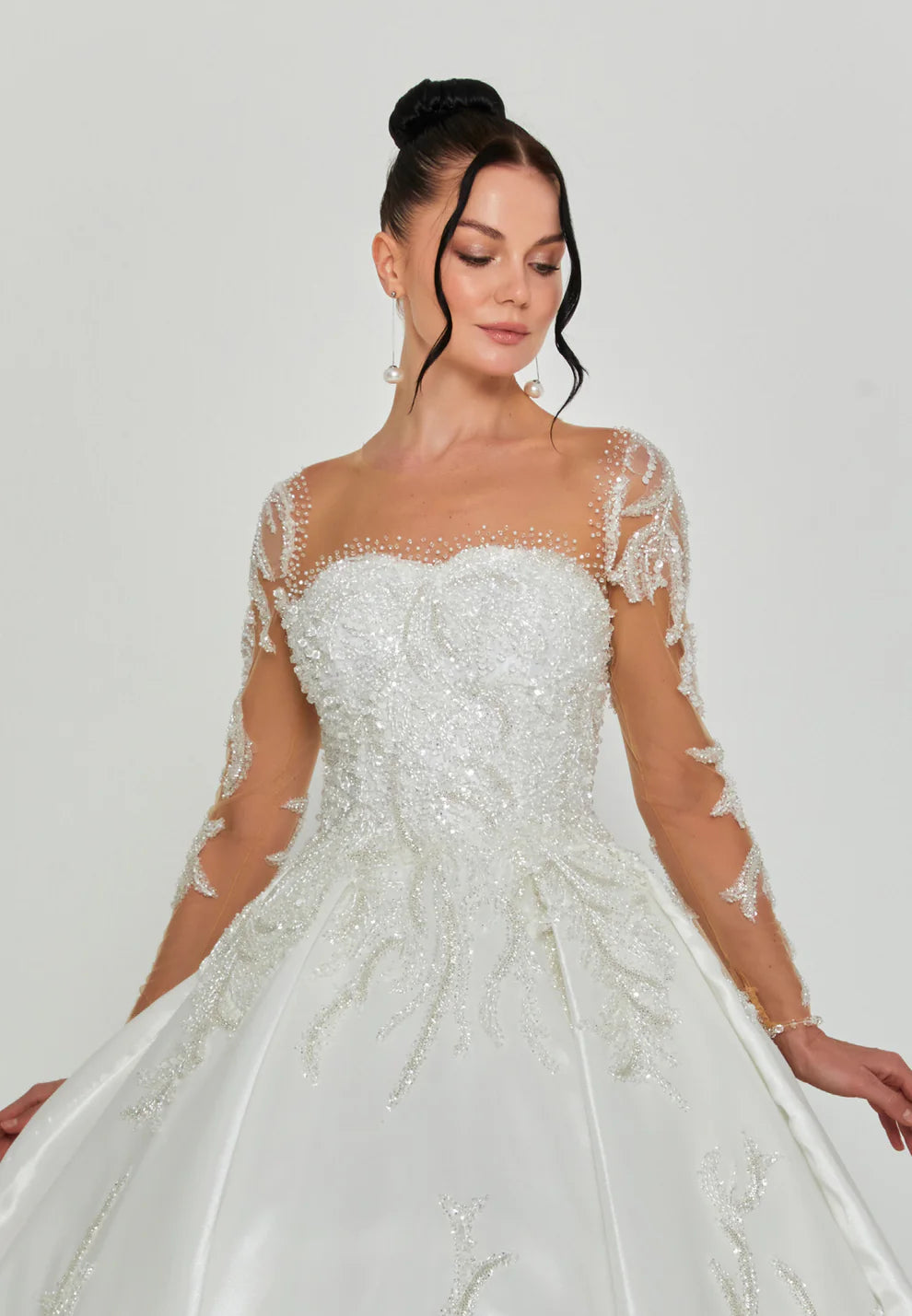 Long Sleeve Maxi Polyester Regular Wedding Dress