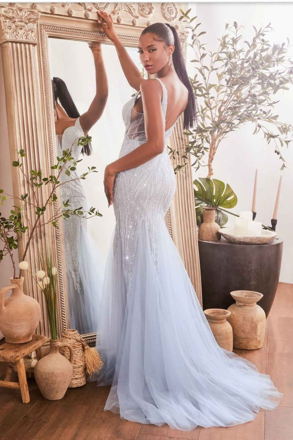 FULLY BEADED BLUE GOWN