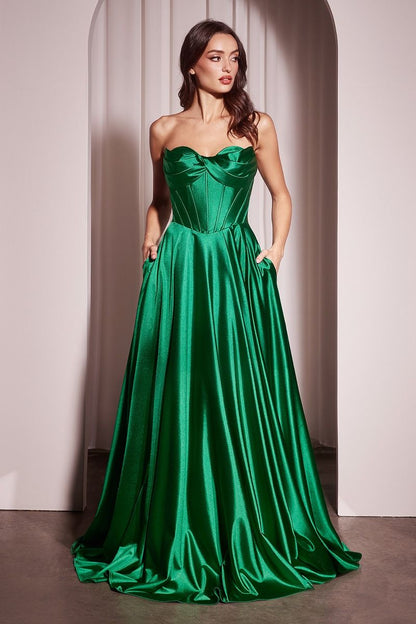 7 COLOUR AVAIBLE . STRAPLESS SATIN A-LINE DRESS