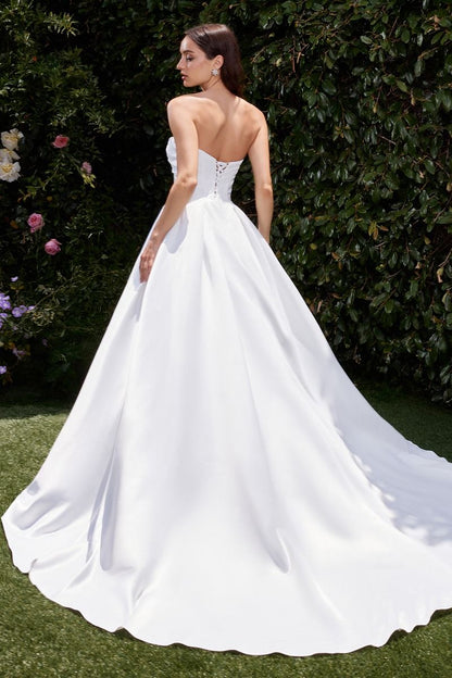 STRAPLESS SATIN BRIDAL BALL GOWN