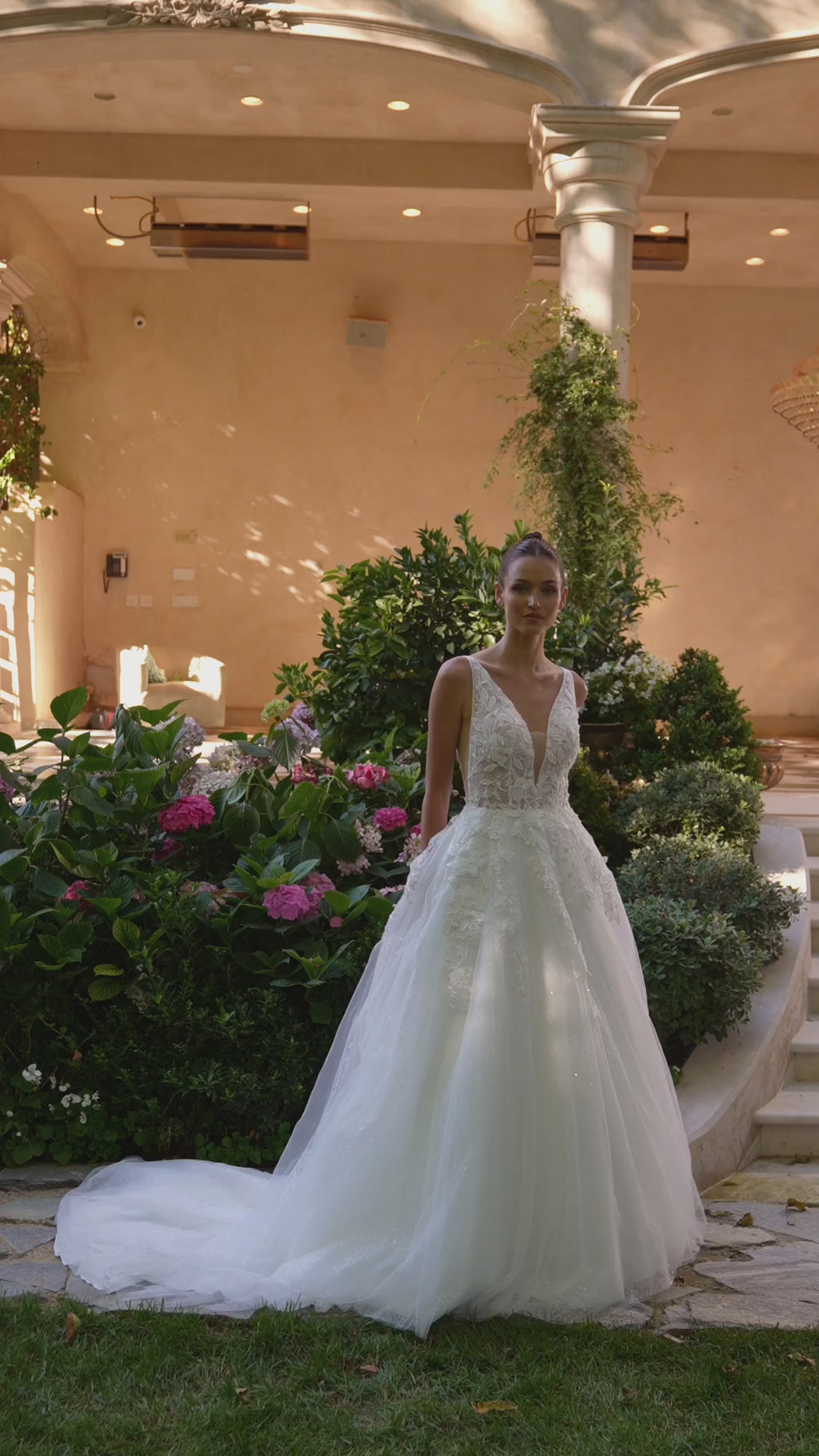 Deep V-neckline, thin straps & sheer side cut outs