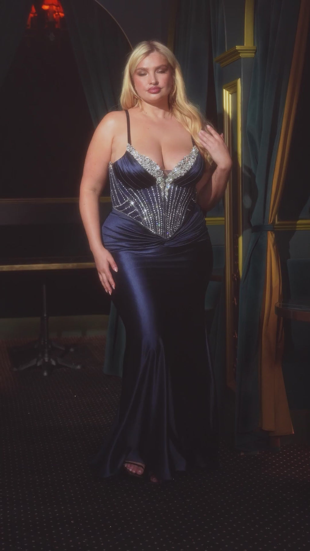 gathered waistline & sheer bodice