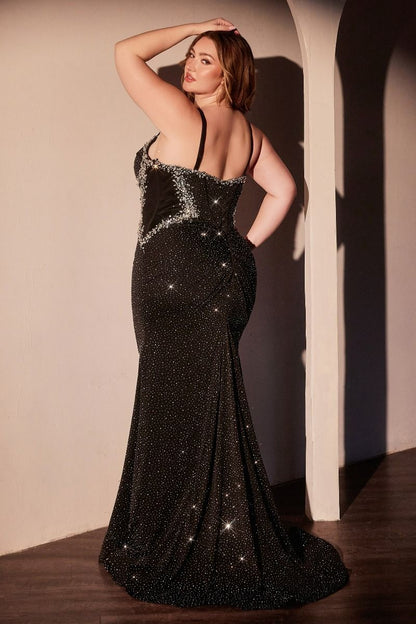 CURVE FITTED BLACK GLIMMERING DRESS