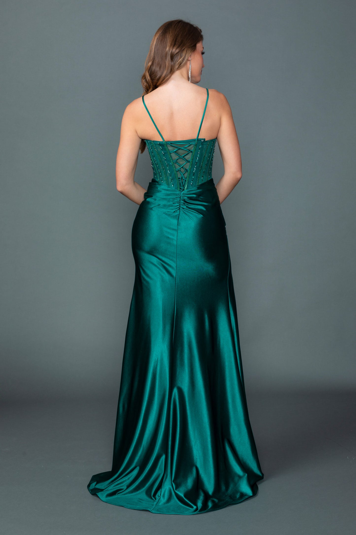 Embellished Corset Prom Dress with High Leg Slit