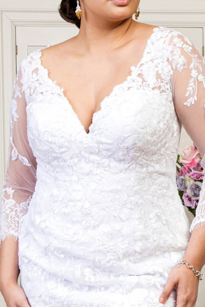 V-NECK FLORAL WEDDING GOWN