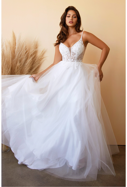 LAYERED TULLE A-LINE BRIDAL GOWN