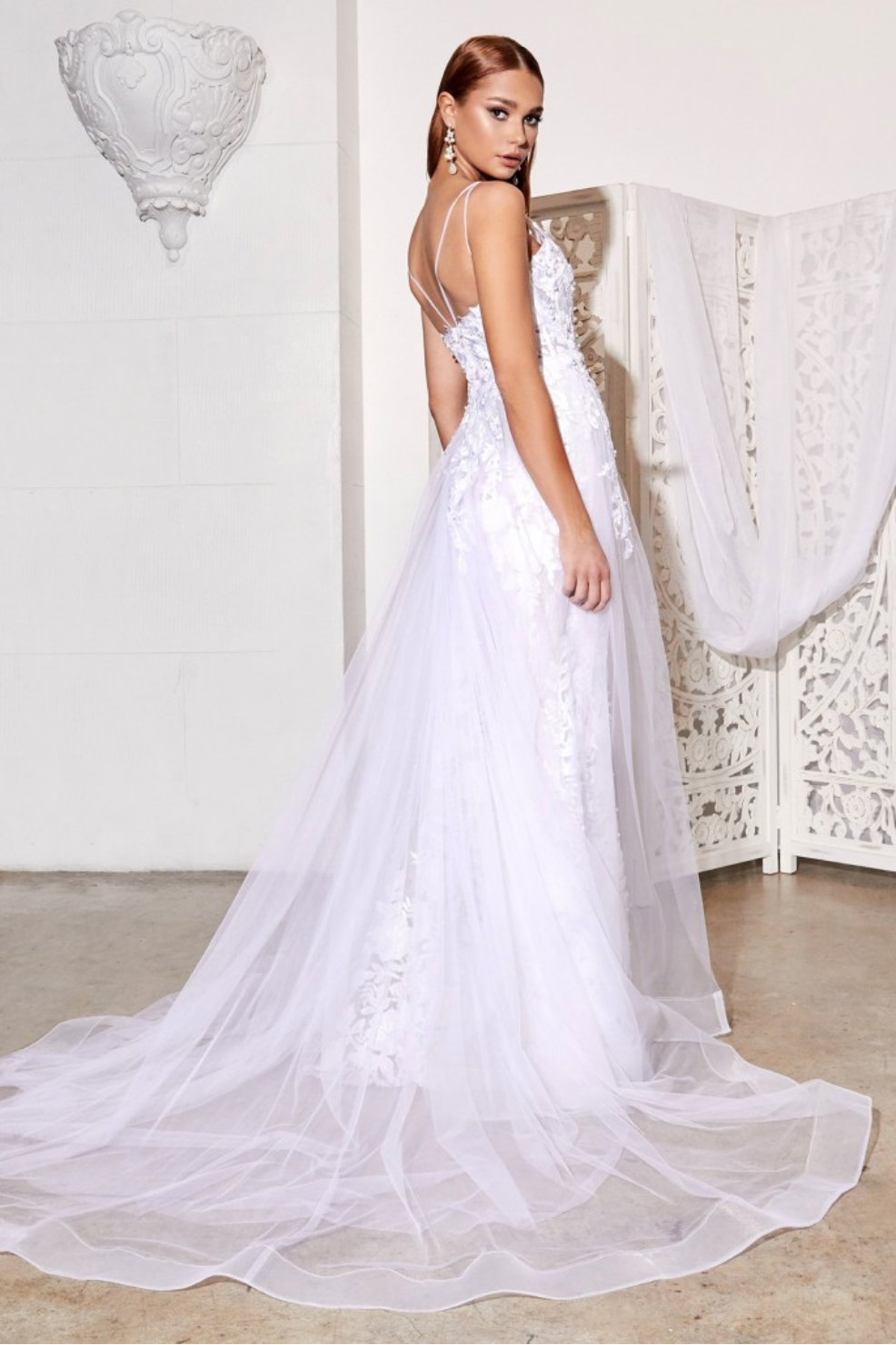 LACE WEDDING GOWN WITH OVERSKIRT