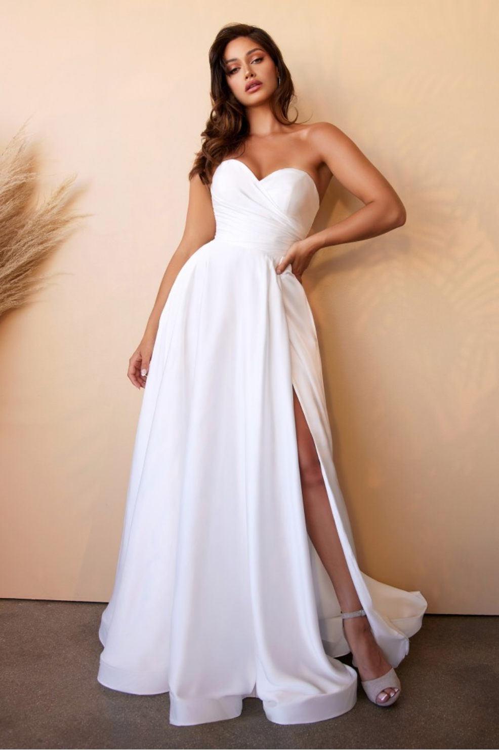 SATIN STRAPLESS BRIDAL BALL GOWN