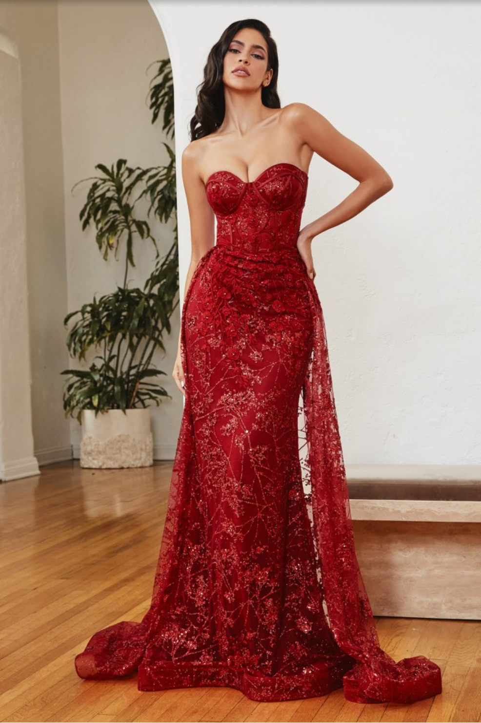 Fitted red gown hotsell