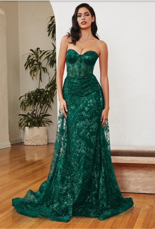 GLITTER FITTED GOWN AND OVERSKIRT